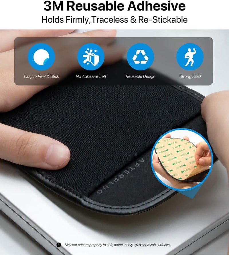Afterplug Stick-On Mouse Holder for Laptop, Adhesive Storage Pouch Compatible with Logitech Anywhere, Pebble & Pop, Magic Mouse 1 & 2, Black - Image 4